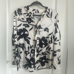 Chic Black Floral Women's Long Sleeve Top